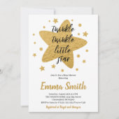 キラキラキラキラ小さな星金ゴールド星ベビーシャワー 招待状 (正面)