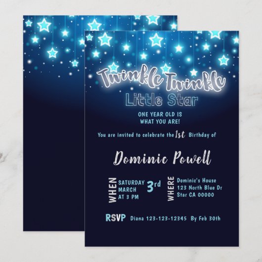 キラキラキラキラ小さな星 招待状 (正面/裏面)