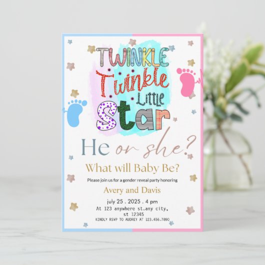 キラキラキラ小さな星のジェンダーが明らかにする 招待状 (スタンド正面)
