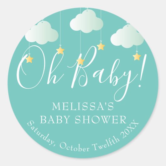 キラキラキラ小さな星オベビー赤ちゃんシャワー ラウンドシール (正面)