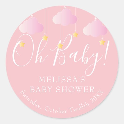 キラキラキラ小さな星オベビー赤ちゃんシャワー ラウンドシール (正面)