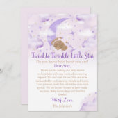 キラキラキラ小さな星クマ赤ちゃんシャワー サンキューカード (正面/裏面)