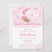キラキラキラ小さな星クマ赤ちゃんシャワー 招待状 (正面)