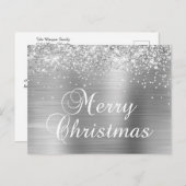 キラキラクリスマス シルバーグリッター フェイクフォイル シーズンポストカード (正面/裏面)