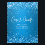 キラキラグラデーションイAzure 40th Birthday Guest ノートブック<br><div class="desc">特別な日に自分の誕生祝いの飾ゲストブックカバー空白のノートを作成する。空フェイク色のグリッターとazureのバックグラデーショングラウンド。きらめきとフェイクグリッターは、写真のようにプリントするデジタルグラフィックスである。「カスタマイズGuest Book」書道フォントスタイル、サイズまたは色が一致。色の背景をもし使用するグラデーション無地のグラフィックを削除</div>