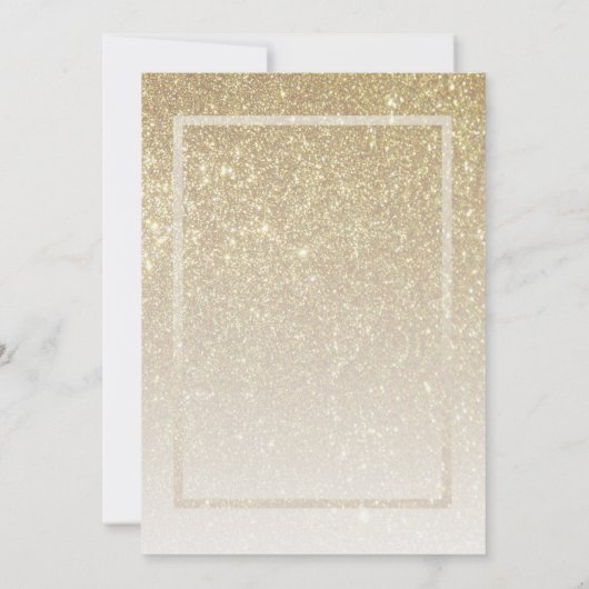 キラキラゴールドグリッターの雪の結晶と松の木 招待状 (裏面)