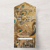 キラキラゴールドドリッピングエレガントピーコック オールインワン招待状 (内側)