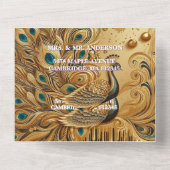 キラキラゴールドドリッピングエレガントピーコック オールインワン招待状 (裏面)