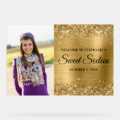 キラキラゴールドホイル スイートシックスティーン ウェルカム ビッグ アクリルサイン (正面)