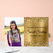 キラキラゴールドホイル スイートシックスティーン ウェルカム ビッグ アクリルサイン (ウェディング)