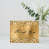 キラキラゴールドホイル 21歳の誕生日 おしゃれな感謝カード ポストカード (スタンド正面)