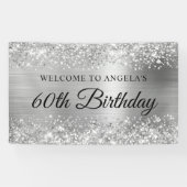 キラキラシルバーフォイル60歳の誕生日ウェルカム 横断幕 (横)