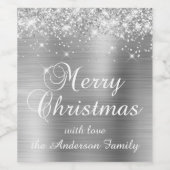 キラキラシルバーフォイル メリークリスマス ワインラベル (シングルラベル)
