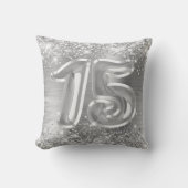 キラキラシルバーフォイル 15歳の誕生日 クッション (正面)
