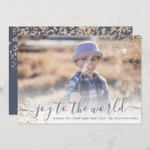 キラキラスクリプト 世界に喜びを 新しい年の写真 シーズンカード (正面/裏面)