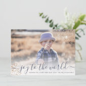 キラキラスクリプト 世界に喜びを 新しい年の写真 シーズンカード (スタンド正面)