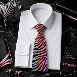 キラキラゼブラワイルド動物パターン ネクタイ