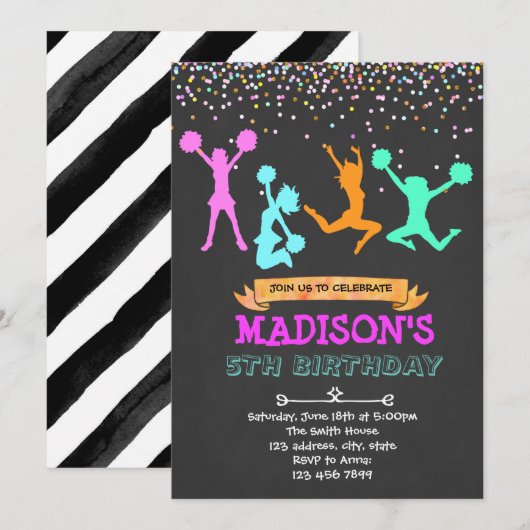 キラキラチアリーダー パーティー招待状 招待状 (正面/裏面)