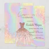 キラキラドリップスドレス ホログラフィック キンセアニエラ 招待状 (正面/裏面)