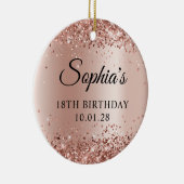 キラキラバラ金ゴールドグラデーション18誕生日写真 セラミックオーナメント (右)