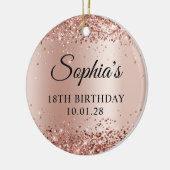 キラキラバラ金ゴールドグラデーション18誕生日写真 セラミックオーナメント (左)