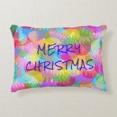 キラキラパーソナライズされた輝くクリスマス アクセントクッション (正面)