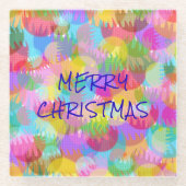 キラキラパーソナライズされた輝くクリスマス ガラスコースター (正面)