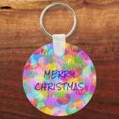 キラキラパーソナライズされた輝くクリスマス キーホルダー (正面)