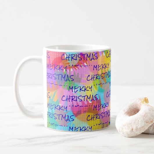 キラキラパーソナライズされた輝くクリスマス コーヒーマグカップ (ドーナツ)