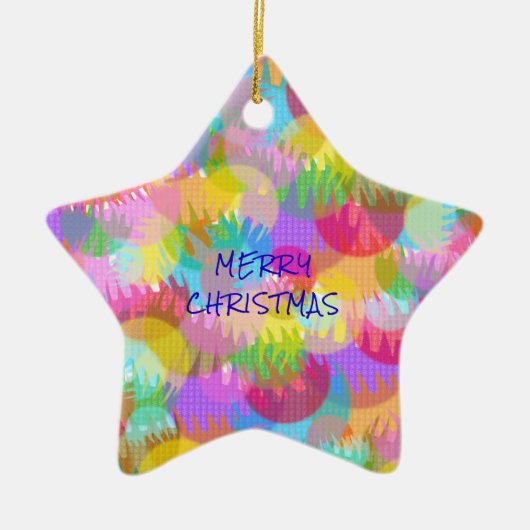 キラキラパーソナライズされた輝くクリスマス セラミックオーナメント (正面)