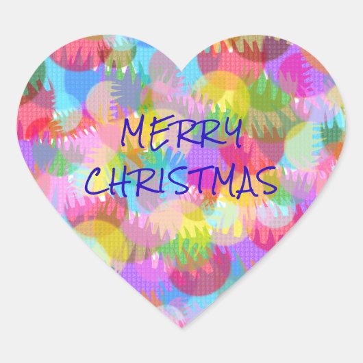 キラキラパーソナライズされた輝くクリスマス ハートシール (正面)