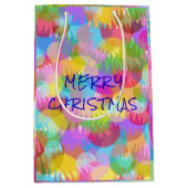 キラキラパーソナライズされた輝くクリスマス ミディアムペーパーバッグ (正面)