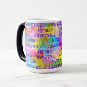 キラキラパーソナライズされた輝くクリスマス モーフィングマグカップ (正面左)