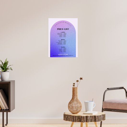 キラキラビューティーメイクネイルサロンのメニュー価格リスト ポスター (リビング3)