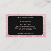 キラキラピンクのフレンチブルドッググルーマー犬の散歩 名刺 (裏面)