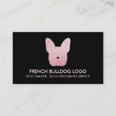 キラキラピンクのフレンチブルドッググルーマー犬の散歩 名刺 (正面)