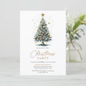 キラキラフェイク輝く水の色クリスマスツリー 招待状 (スタンド正面)