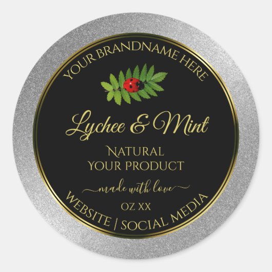 キラキラブラックラベル レディバグ リーフ ラウンドシール (正面)