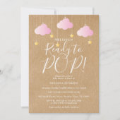 キラキラポップ・アートの輝く赤ちゃんシャワーの準備ができてい素朴る 招待状 (正面)