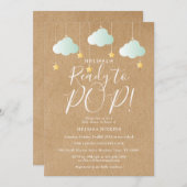 キラキラポップ・アートの輝く赤ちゃんシャワーの準備ができてい素朴る 招待状 (正面/裏面)