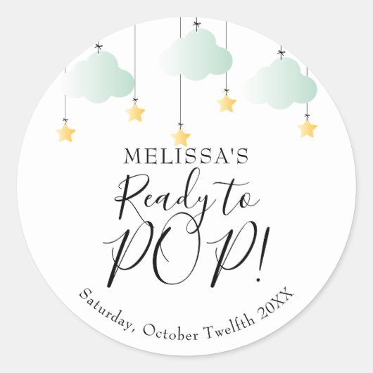 キラキラポップ・アートの輝く赤ちゃんシャワー ラウンドシール (正面)