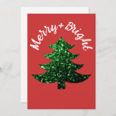 キラキラメリー輝くクリスマスツリー名前をカスタムする シーズンカード (正面/裏面)
