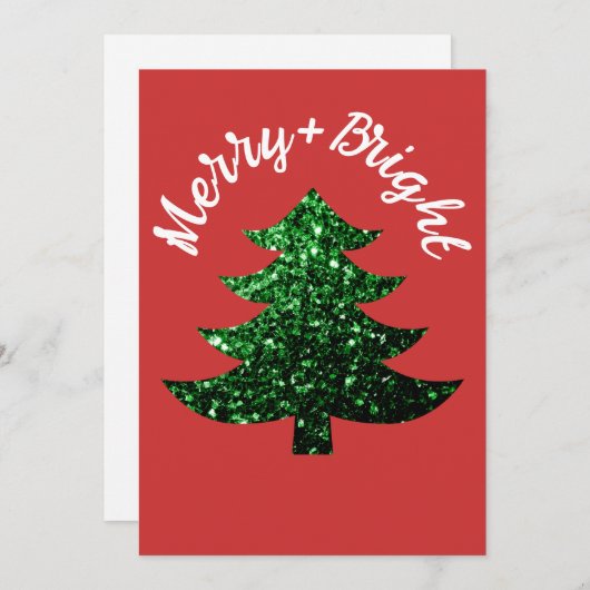 キラキラメリー輝くクリスマスツリー名前をカスタムする シーズンカード (正面/裏面)