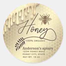 キラキラモダン輝く蜂蜜の乾燥ハチミツのスクリプト蜂蜜の瓶 ラウンドシール