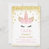 キラキラユニコーンバースデー招待状 招待状 (正面)