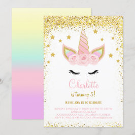 キラキラユニコーンバースデー招待状 招待状