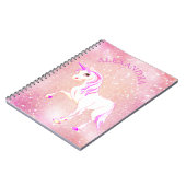 キラキラユニコーンピンクの女の子らしいかわいいカスタム ノートブック (左側)