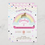 キラキラユニコーン・レインボースターズ誕生日招待状 招待状 (正面/裏面)