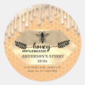 キラキラ光が書道の蜂蜜の枝を乾燥させる ラウンドシール (正面)