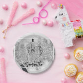 キラキラ光るバチェロレッテ |ブライダルパーティ ペーパープレート (パーティー)